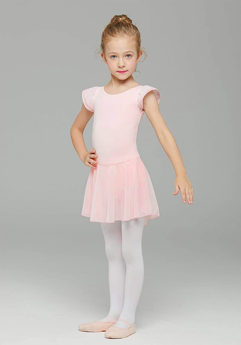 MdnMd Ballet Leotards Girls Dance Dresses Skirt Leotard for Ballerina Dress Outfits Kids Gymnastics (Age 6-8, Ballet Pink) - Image 2